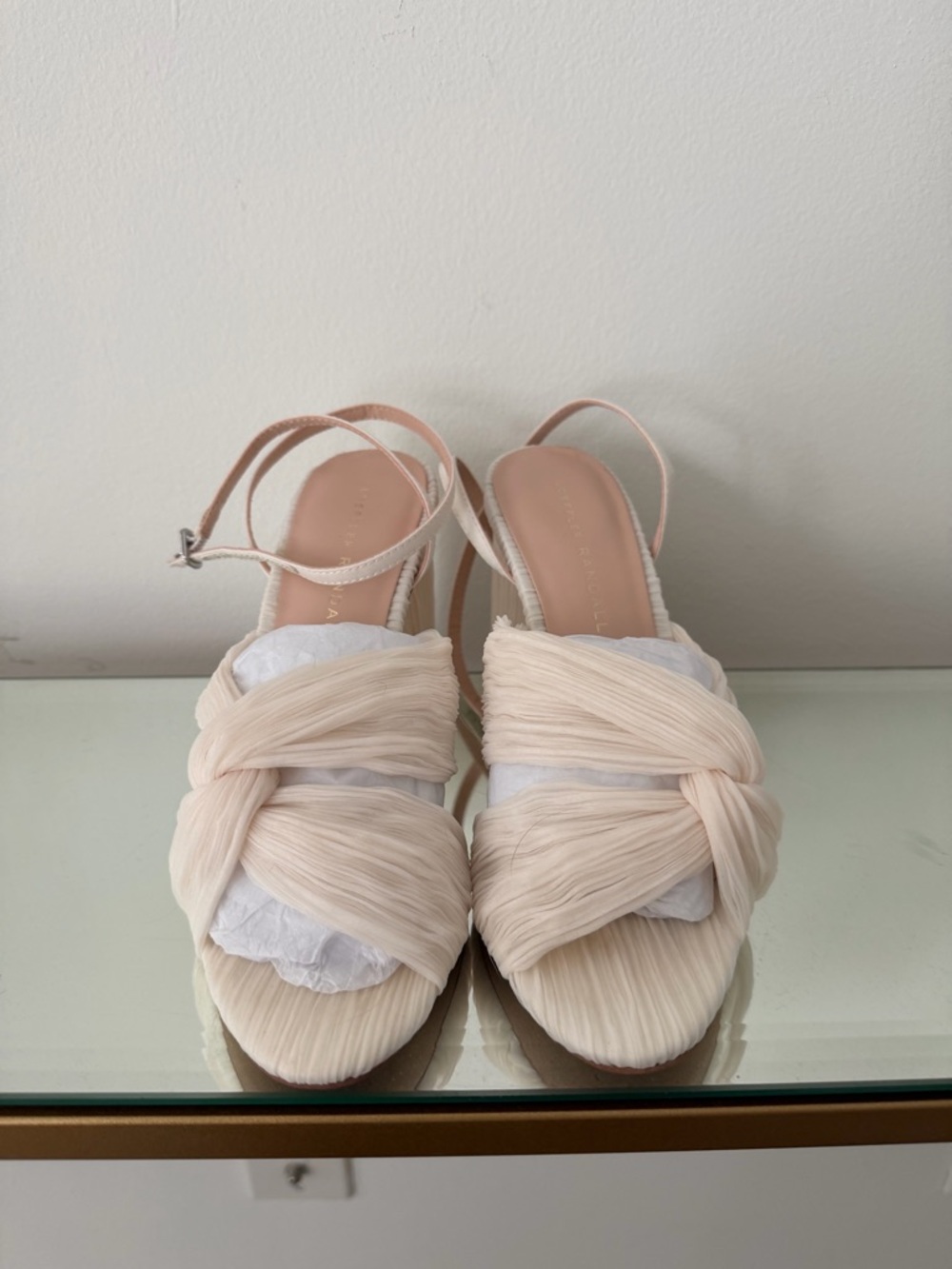 NWOB Loeffler Randall Pleated Sandals (Pearl White) - Picture 6 of 6